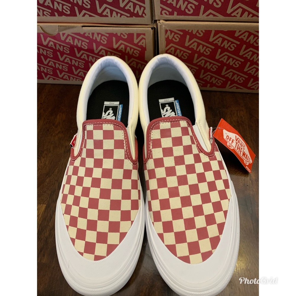 Vans Slip On Skate Shoes  Checkerboard Mineral Red - Picture 5 of 9